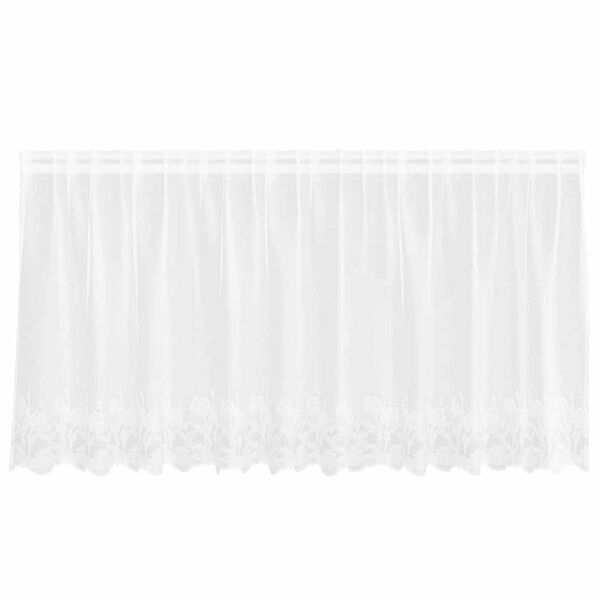 vidaXL Lace Curtain with Curtains Floral White 80 x 300 cm Polyester