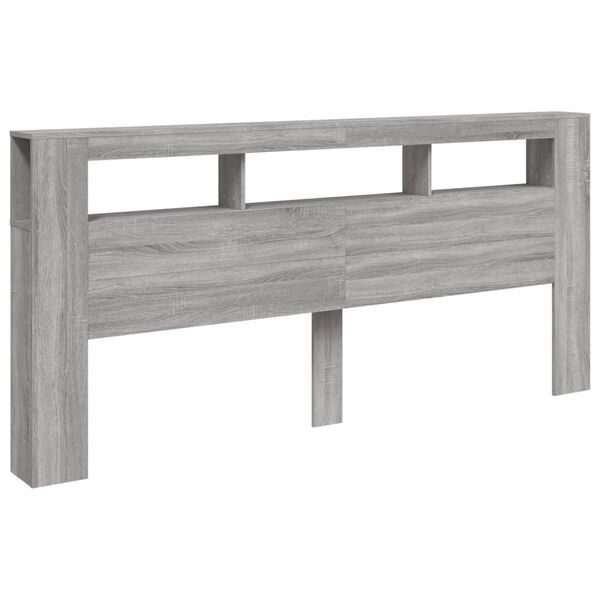vidaXL LED Headboard Grey Sonoma 220x18.5x103.5 cm Engineered Wood