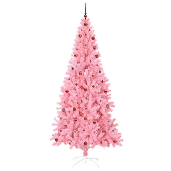 vidaXL Christmas Tree with 300 LEDs with Stand Pink 240 cm PVC
