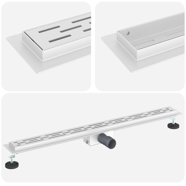 vidaXL Shower Drain with Line Design Silver 90 cm Stainless Steel 304