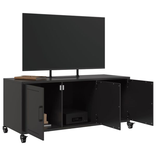 vidaXL TV Cabinet Black 100.5x39x43.5 cm Steel
