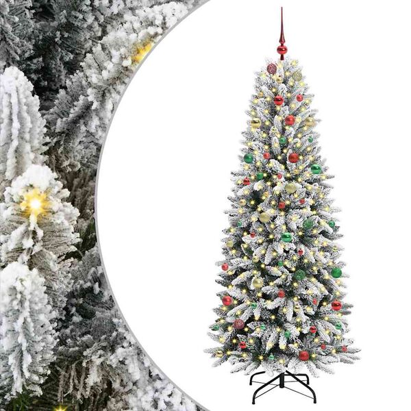 vidaXL Artificial Christmas Tree with 300 LEDs with Stand White 210 cm