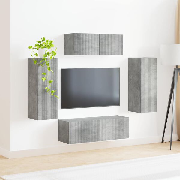 vidaXL TV Cabinet Set 4 pcs Concrete Grey Engineered Wood