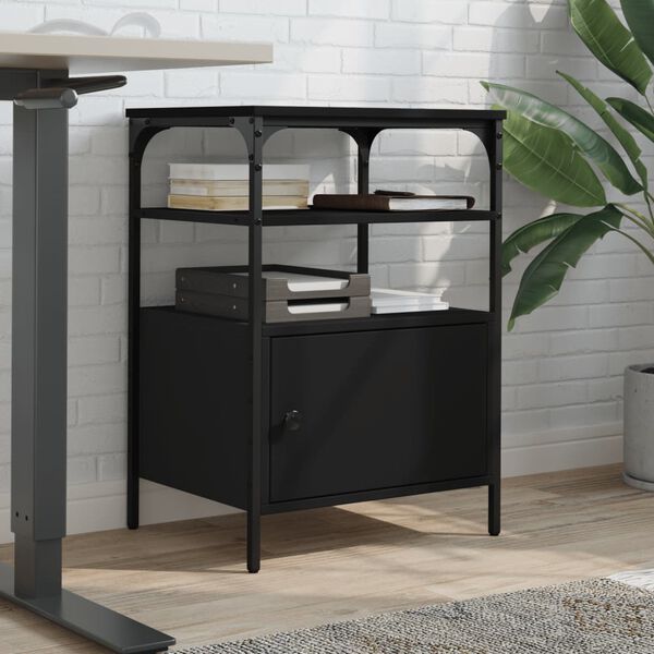 vidaXL Printer Stand 3-Tier Black 50x40x76 cm Engineered Wood