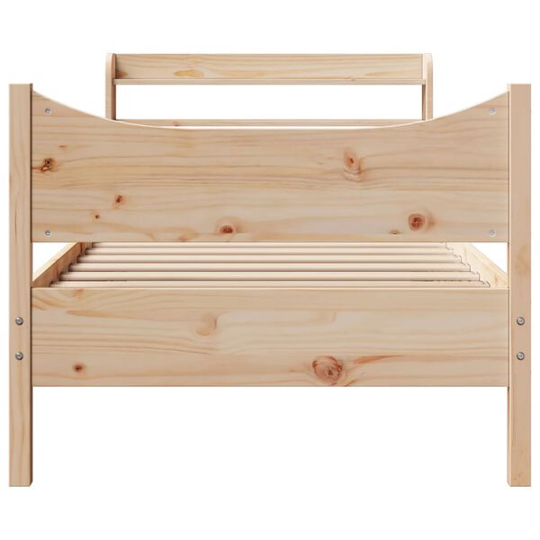 vidaXL Bed Frame with Headboard 75x190 cm Small Single Solid Wood Pine