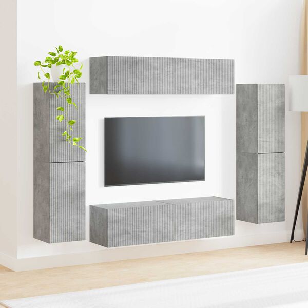 vidaXL TV Cabinet Set 8 pcs Concrete Grey Engineered Wood