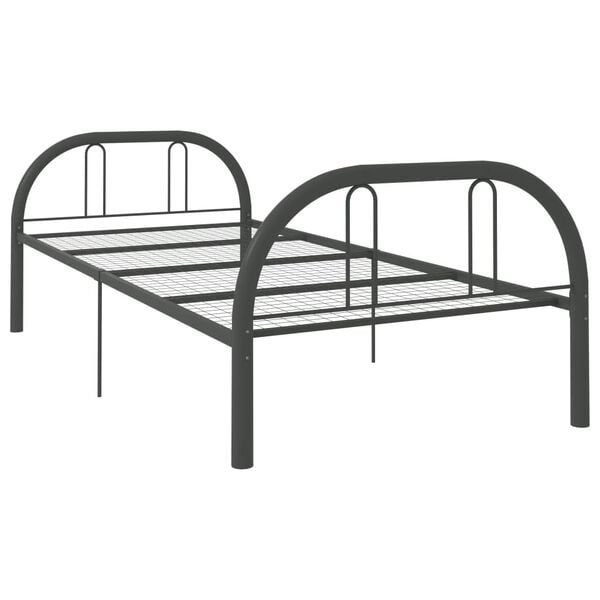 vidaXL Bed Frame without Mattress Grey Metal 90x200 cm