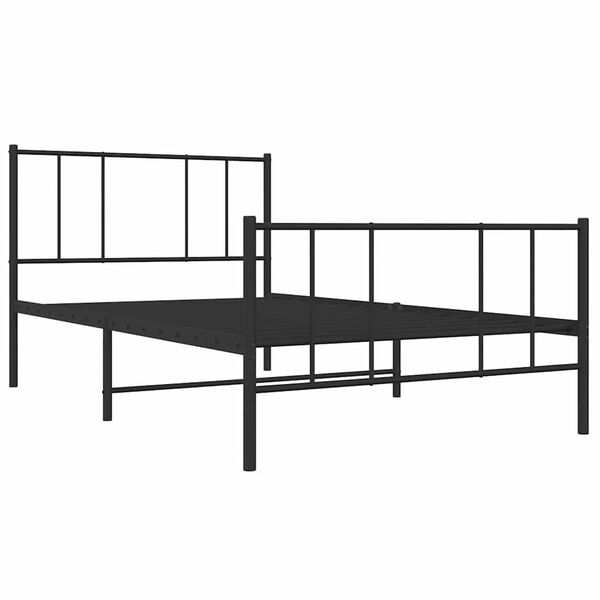 vidaXL Metal Bed Frame without Mattress with Footboard Black 90x190cm
