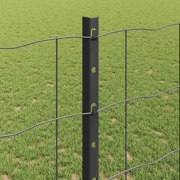 vidaXL Fence with Post Grey 1.2 x 10 m Steel