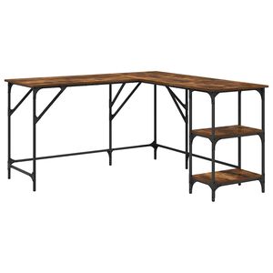 vidaXL Desk Smoked Oak 139x139x75 cm Engineered Wood