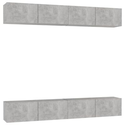 vidaXL TV Cabinets 4 pcs Concrete Grey 100x30x30 cm Engineered Wood