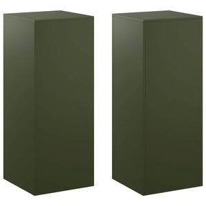 vidaXL Plant Stand 2 pcs Olive Green 40 x 40 x 100 cm Steel
