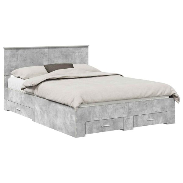vidaXL Bed Frame Concrete Grey 150 x 200 cm Engineered Wood