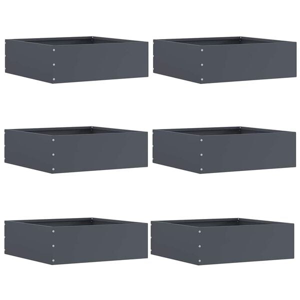 vidaXL Lawn Edging 6 pcs Anthracite 40 x 40 x 13 cm Steel