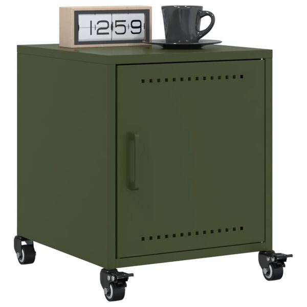 vidaXL Bedside Cabinet Olive Green 36x39x43.5 cm Steel