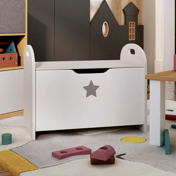 vidaXL Children Storage Bench White 62x40x46.5 cm MDF