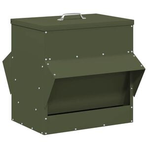 vidaXL Chicken Feeder Olive Green 40.5 x 45 x 41 cm Cold-Rolled Steel