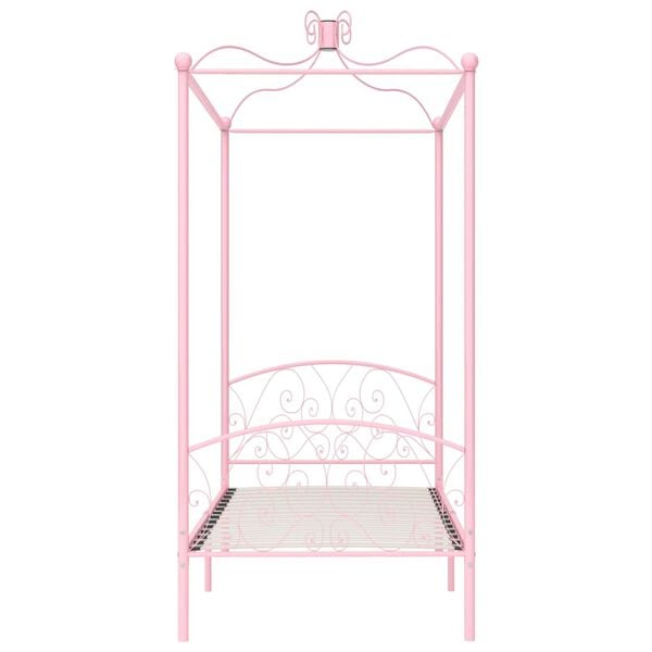 vidaXL Canopy Bed Frame without Mattress Pink Metal 100x200 cm
