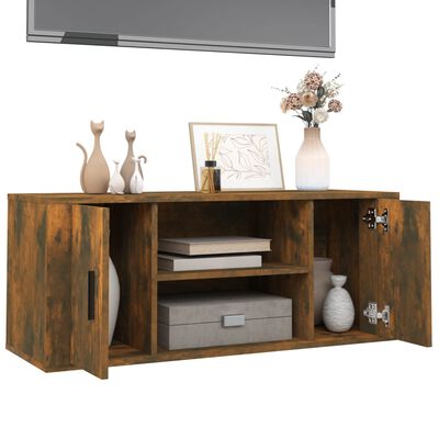vidaXL TV Cabinet Smoked Oak 100x35x40 cm Engineered Wood