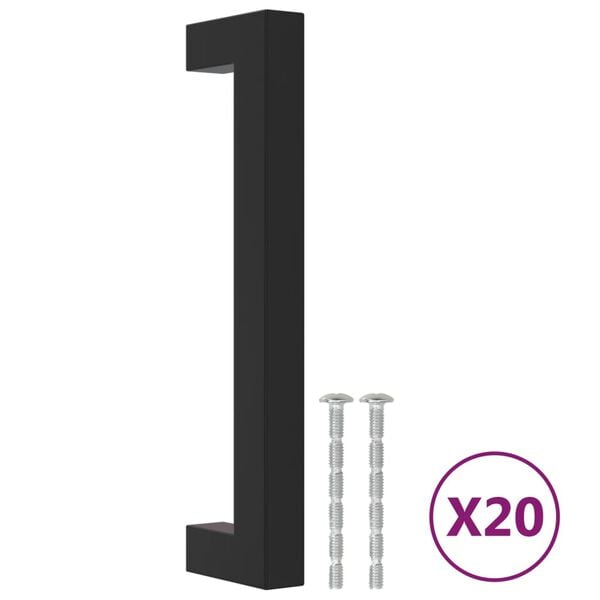 vidaXL Cabinet Handles 20 pcs Black 128 mm Stainless Steel