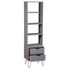 vidaXL Book Cabinet New York Grey Solid Pine Wood
