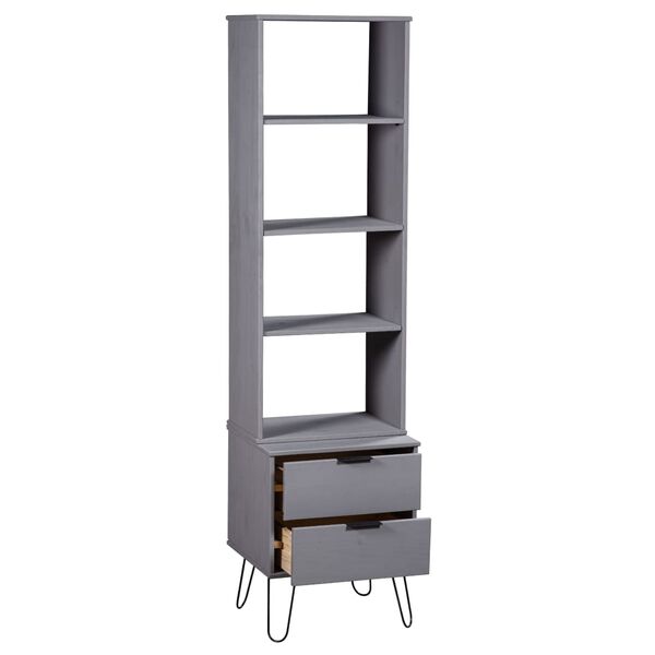 vidaXL Book Cabinet New York Grey Solid Pine Wood