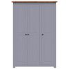 vidaXL 3-Door Wardrobe Grey 118x50x171.5 cm Pine Panama Range