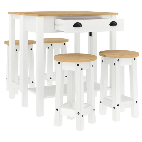 vidaXL 5 Piece Bar Set White Solid Wood Pine