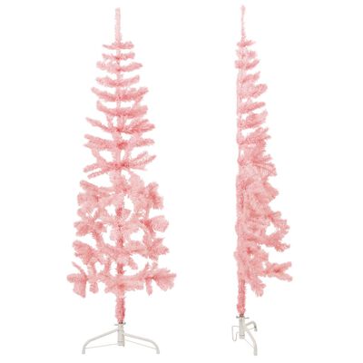 vidaXL Slim Artificial Half Christmas Tree with Stand Pink 150 cm