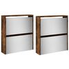 vidaXL Shoe Cabinet with Mirror 4-Layer Smoked Oak 63x17x134 cm