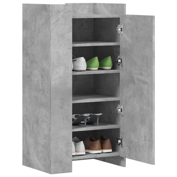 vidaXL Shoe Cabinet Concrete Grey 52x37.5x100 cm Engineered Wood
