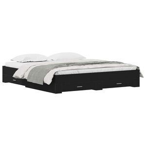 vidaXL Bed Frame with Drawer Black Oak 180 x 200 cm Engineered Wood