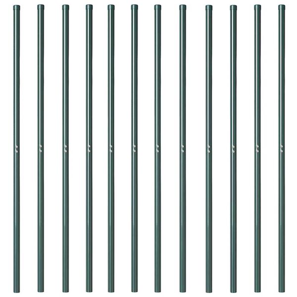 vidaXL Fence Posts 12 pcs Green Powder-coated steel