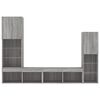 vidaXL 4 Piece TV Wall Units with LED Grey Sonoma Engineered Wood