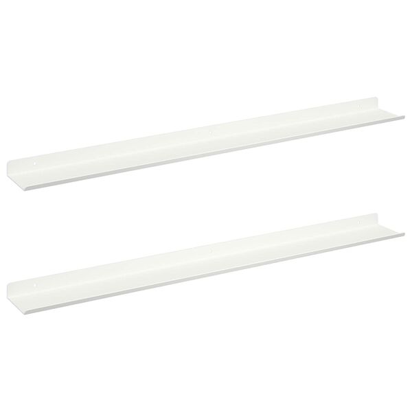 vidaXL Floating Shelf Wall-mounted 2 pcs White 80 x 9 x 2.5 cm Steel
