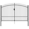 vidaXL Fence Gate Double Door with Spike Top Steel 3x2 m Black