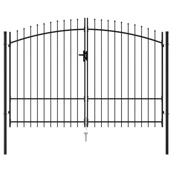 vidaXL Fence Gate Double Door with Spike Top Steel 3x2 m Black