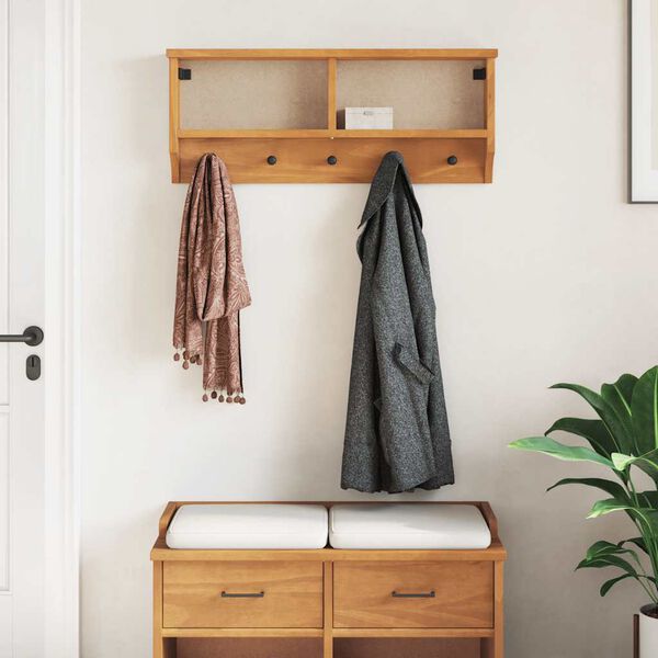 vidaXL Wall-mounted Coat Rack SANDNES 87x12x35 cm Solid Wood Pine