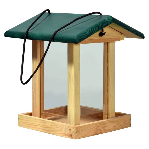 dobar Bird Feeder with Silo Wood Natural and Green