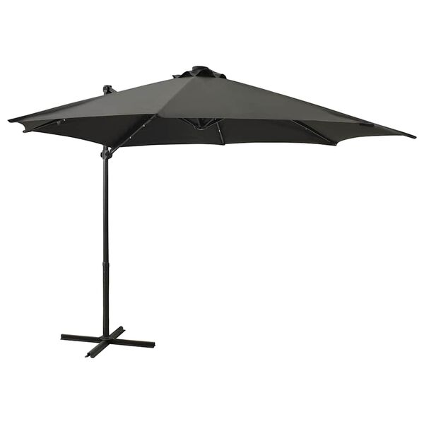 vidaXL Cantilever Garden Parasol with Pole and LED Lights Anthracite 300 cm