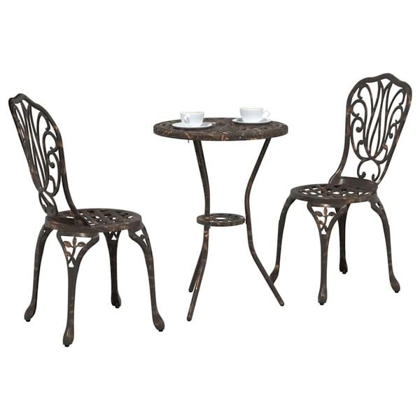 vidaXL Garden Bistro Set 3 pcs Bronze Aluminium