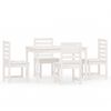 vidaXL 5 Piece Garden Dining Set White Solid Wood Pine