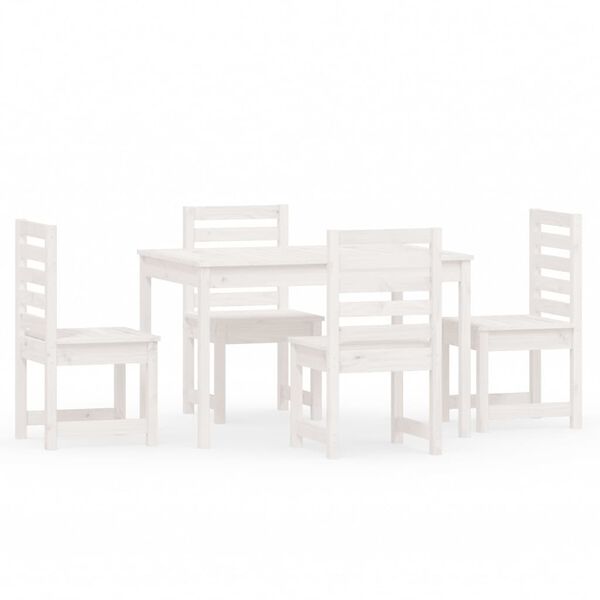 vidaXL 5 Piece Garden Dining Set White Solid Wood Pine