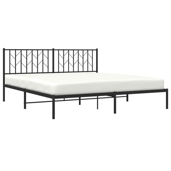 vidaXL Metal Bed Frame without Mattress with Headboard Black 183x213cm