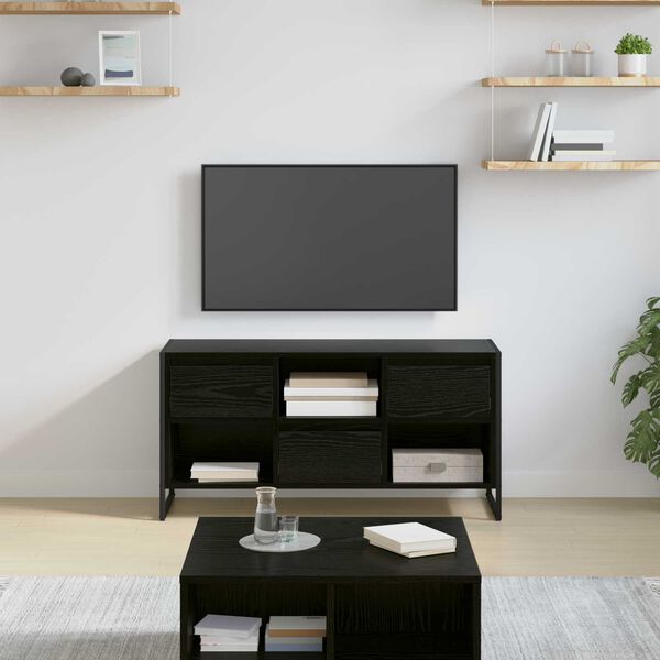 vidaXL TV Cabinet Black Oak 100 x 36 x 49.5 cm Engineered Wood