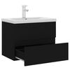 vidaXL Sink Cabinet with Built-in Basin Black Engineered Wood