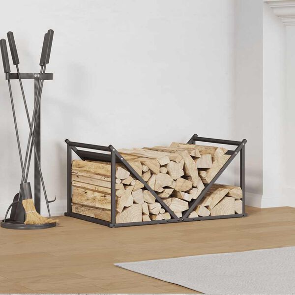 vidaXL Firewood Rack Black 70x43x34.5 cm Cold-rolled steel