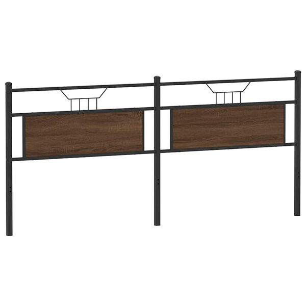 vidaXL Headboard Brown Oak 193 cm Engineered Wood and Steel