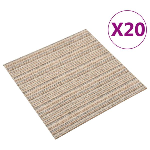 vidaXL Carpet 20 pcs Striped Beige 50 x 50 cm 100% Polypropylene