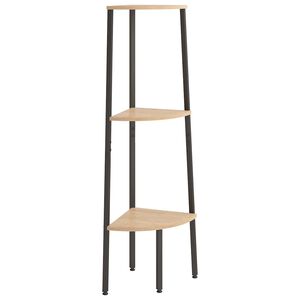 vidaXL 3-Tier Corner Shelf Light Brown and Black 45,5x31,5x120 cm